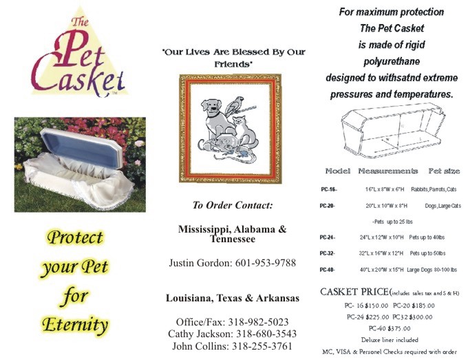 Caskets for your beloved pet.